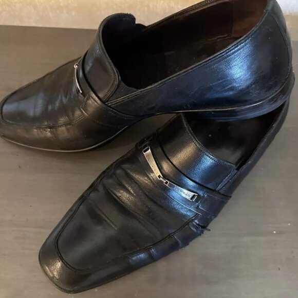 SIZE 10 W MEN\'S BRUNO MAGLI LIMITED EDITION BLACK LEATHER LOAFER /W INSIGNIA BIT main image 4